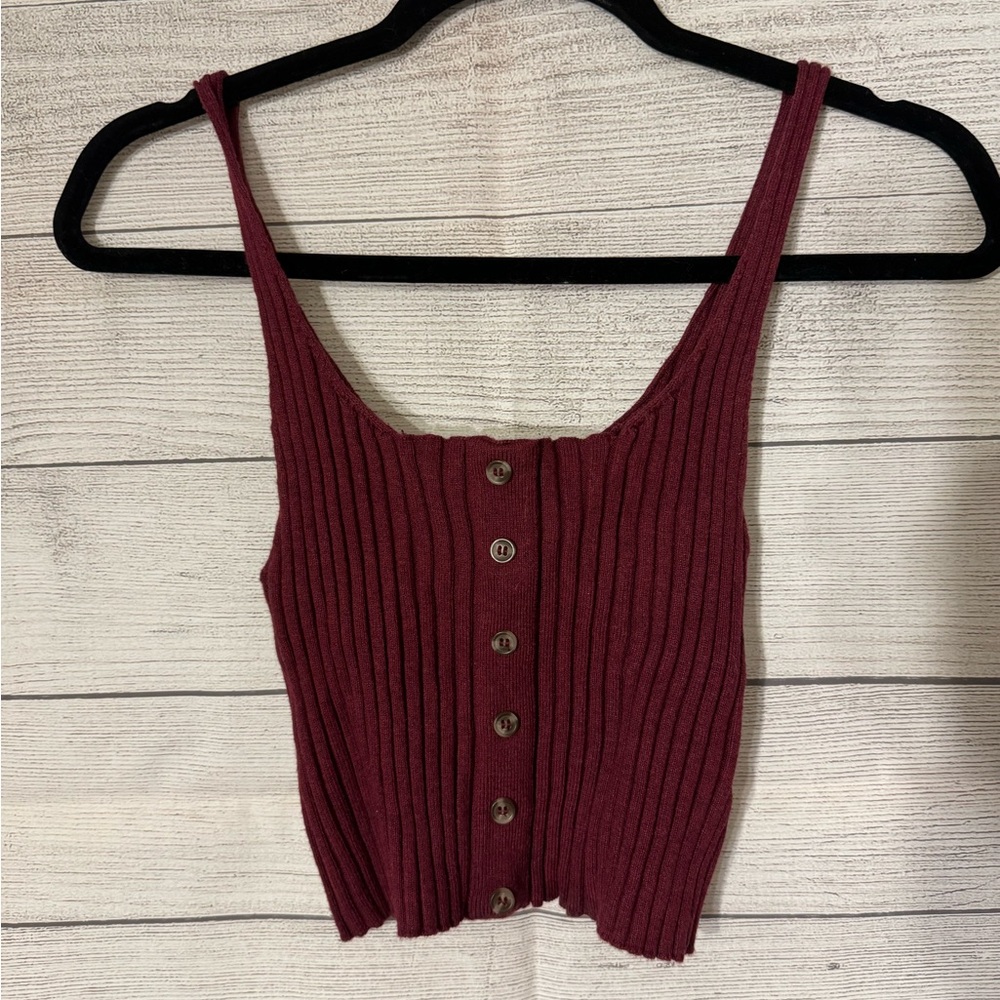 Knit Crop Top With Button Detail